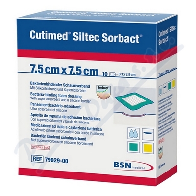 Cutimed Siltec Sorbact 7.5x7.5cm antimikr.kr.10ks
