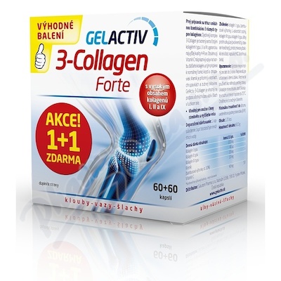 GelActiv 3-Collagen Forte cps.60+60 Zdarma