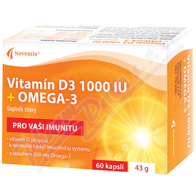 Vitamín D3 1000 IU + Omega-3 cps.60