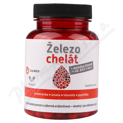 Železo chelát+vit.B9+vit.B12+vit.C cps.60 Galmed