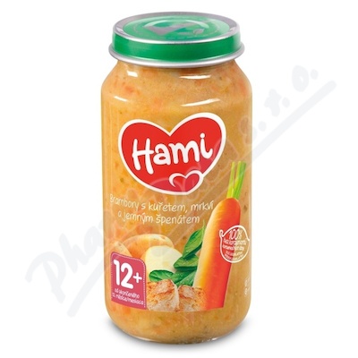 Hami Brambory kuře mrkev a špenát 250g 12M