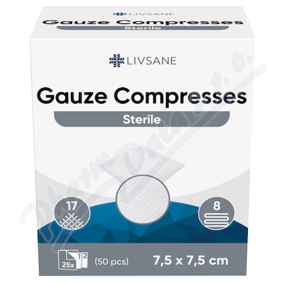 LIVSANE Sterilní gázové kompresy 7.5x7.5cm 25x2ks