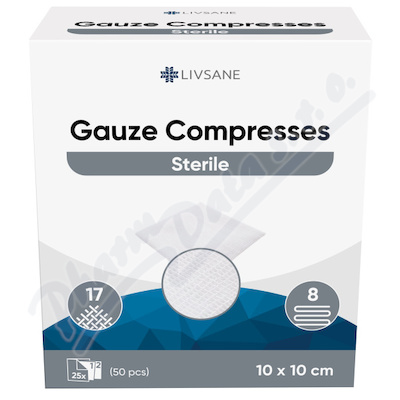 LIVSANE Sterilní gázové kompresy 10x10cm 25x2ks