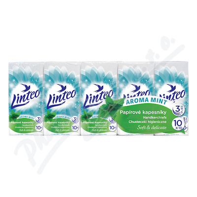 Linteo Papírové kapes.vůně máty 3vrst.bílé 10x10ks