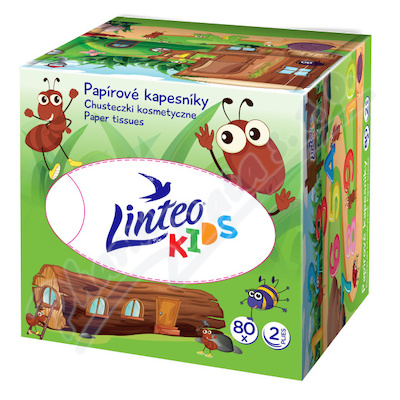 Linteo Papírové kapesníky KIDS 2vrstvé bílé 80ks