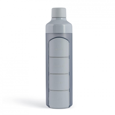 YOS láhev s dávkovačem léků denní - šedá 375 ml