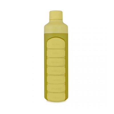 YOS láhev s dávkovačem léků týdenní - žlutá 375 ml