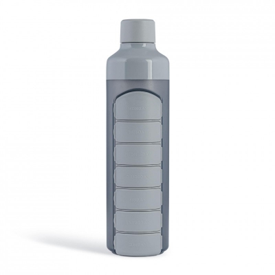 YOS láhev s dávkovačem léků týdenní - šedá 375 ml