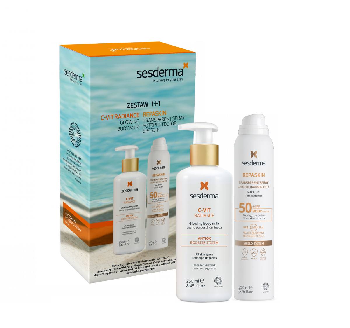 SESDERMA SADA SPF50 200ml + Tělové mléko 250ml Zda