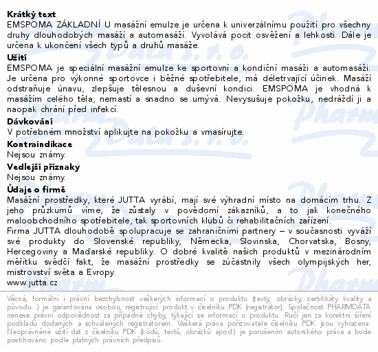 Masážní emulze Emspoma základní U 1000 ml (bílá)