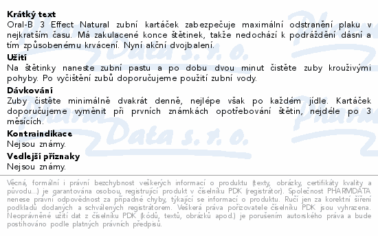 Oral-B zubní kart.3Effect Natural Fresh 1+1