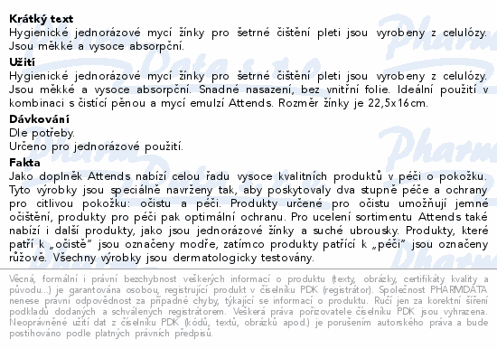 Mycí jednorázové žínky Attends pro inkont.pac.50ks