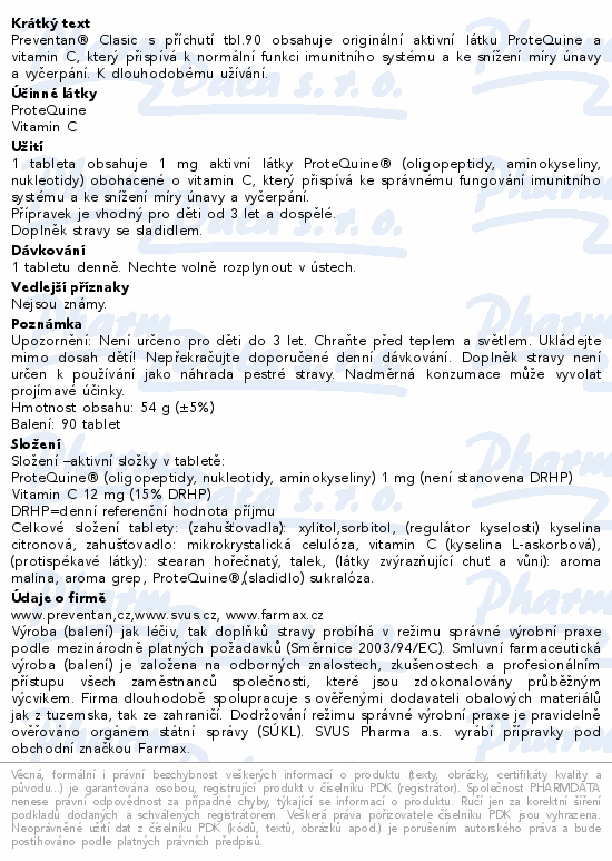 Preventan Clasic s příchutí tbl.90