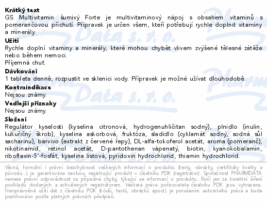 GS Multivitamin šumivý Forte pomeranč tbl.20+5