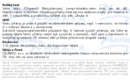 Inhalátor kompresorový OMRON C801-KD dětský