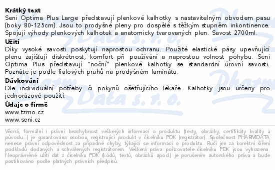 Seni Optima Plus Large inkon.plenk.kalhotky 10ks