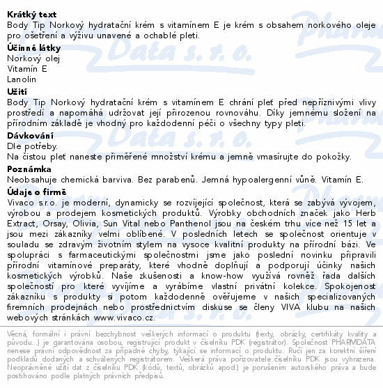 Norkový hydratační pleťový krém s vit.E 50ml
