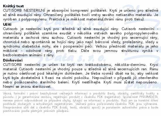 Cutisorb absorpční krytí nesteril.10cmx10cm 100ks