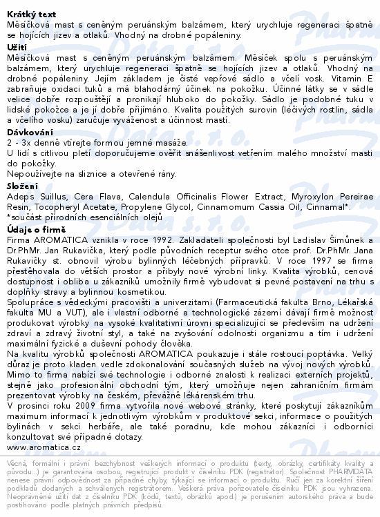 AROMATICA Měsíčková mast+peruánský balzám 50ml
