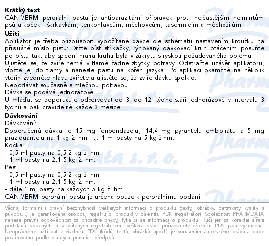 CANIVERM perorální pasta pro psy a kočky 4ml
