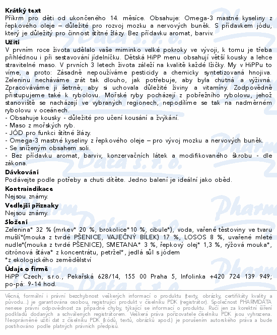 HiPP MENU Těstoviny s losos.brokolicí a smet.250g