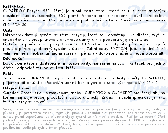 CURAPROX Enzycal 950ppm zubní pasta 75ml