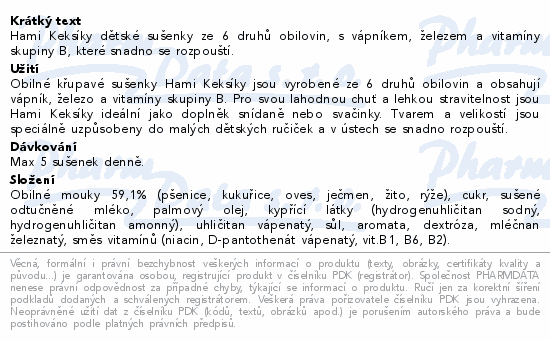 Hami Keksíky dětské sušenky 180g 6M