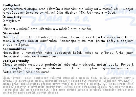 DIAZ Flea and Tick 3.465g obojek pro kočky 35cm