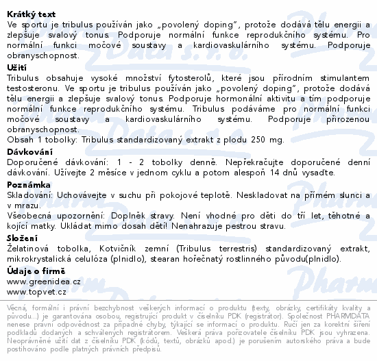 TOPVET Tribulus bylinný extrakt tob.60