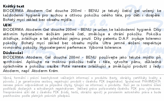 BIODERMA Atoderm sprchový gel 200ml
