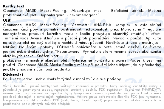 AVENE Cleanance Maska-peeling 50ml