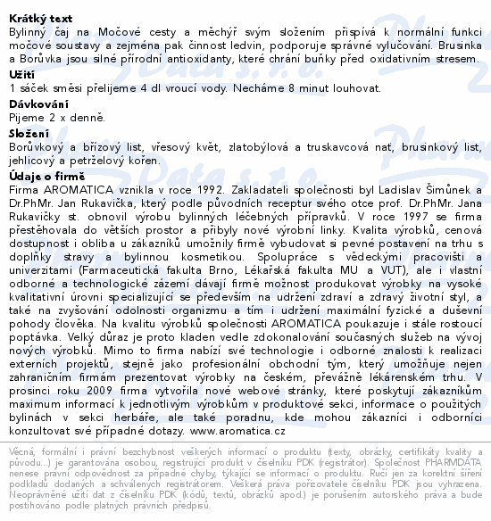 AROMATICA Bylinný čaj Močové cesty a měchýř 20x2g