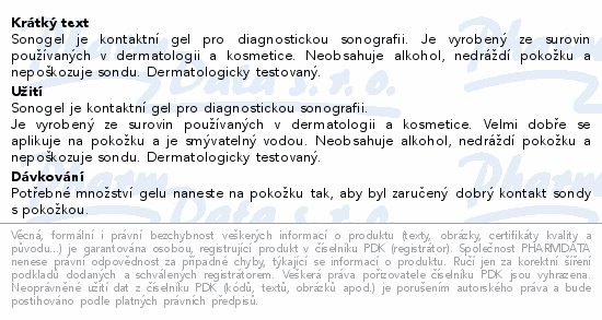 Sonogel gel na sonografické vyšetření 1000g