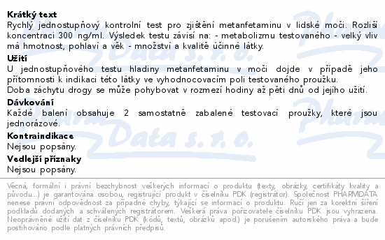 Test na pervitin (metamfetaminy) z moči 2ks