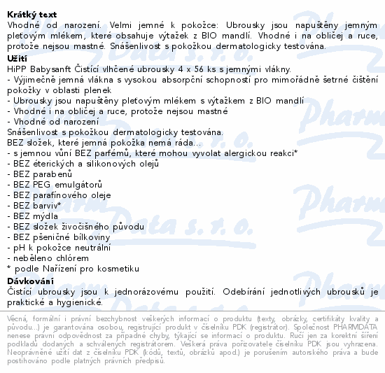 HiPP BABYSANFT Čist.vlh.ubrousky 4x56ks