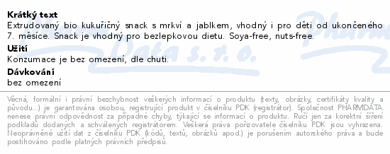 Bezlepkový snack Angelina pro děti BIO 4x15g