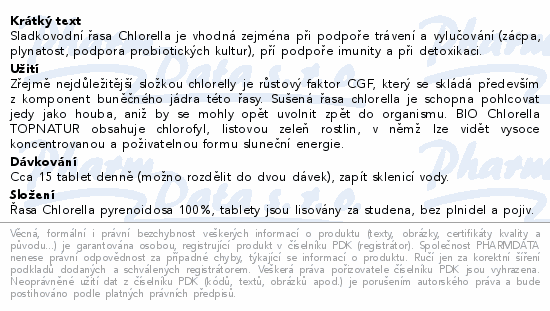 Chlorella BIO tbl.750 TOPNATUR