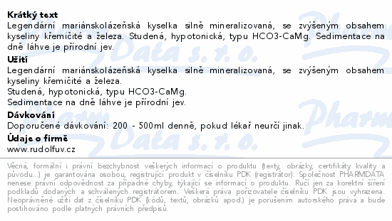 Rudolfův pramen mariánskolázeňský 1500ml