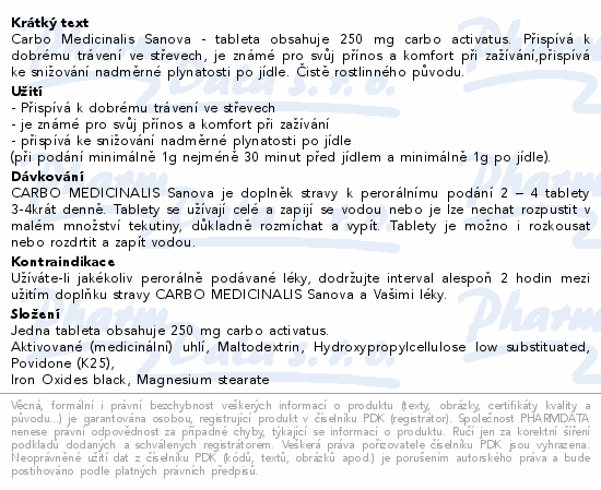 Carbo Medicinalis Sanova tbl.20