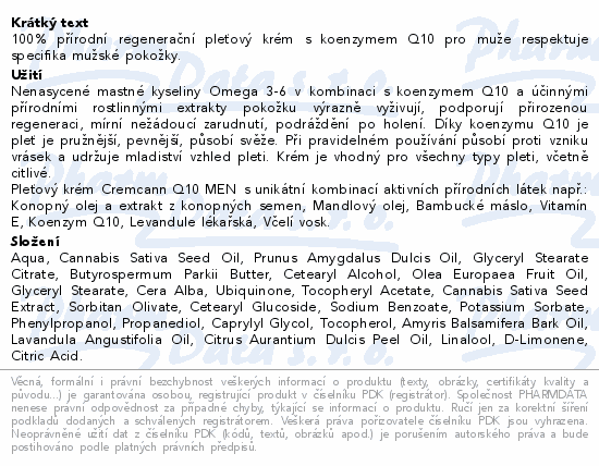 Annabis Cremcann Q10 Men přírodní pleť.krém 50ml