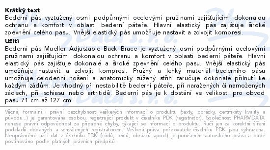 Mueller Adjust. Back Brace - Vyztužený bederní pás