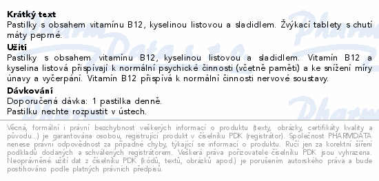 Vita B12+kyselina listová 1mg/400mcg tbl.100