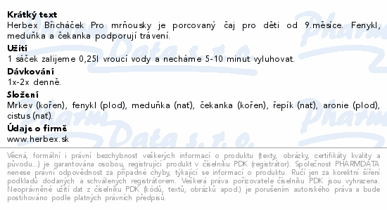 HERBEX Břicháček pro mrňousky od 9.m. n.s.20x1.5g