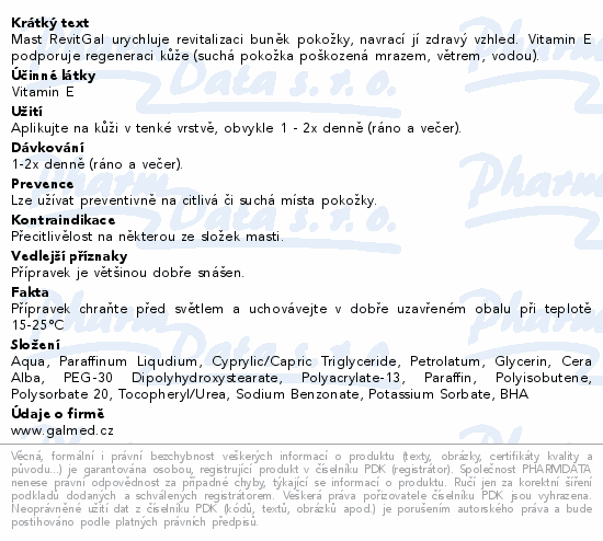 RevitGal mast s vitaminem E 100g Galmed