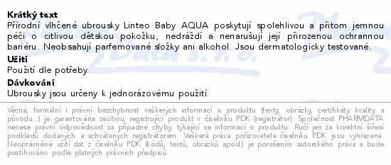 Vlhčené ubrousky LINTEO BABY AQUA 48ks