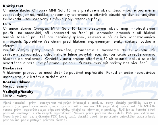 Ohropax Chránič sluchu MINI SOFT 10ks