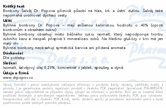 Dr.Popov Bonbony Šalvěj 70g