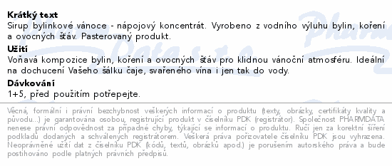 LEROS Sirup bylinkové Vánoce 250ml