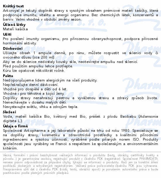 Arkopharma ARKOROYAL Gel.royale 2500mg BIO 20x10ml