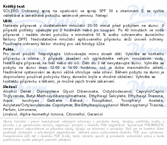 SOLERO Ochranný olej na opal.ve spreji SPF30 150ml